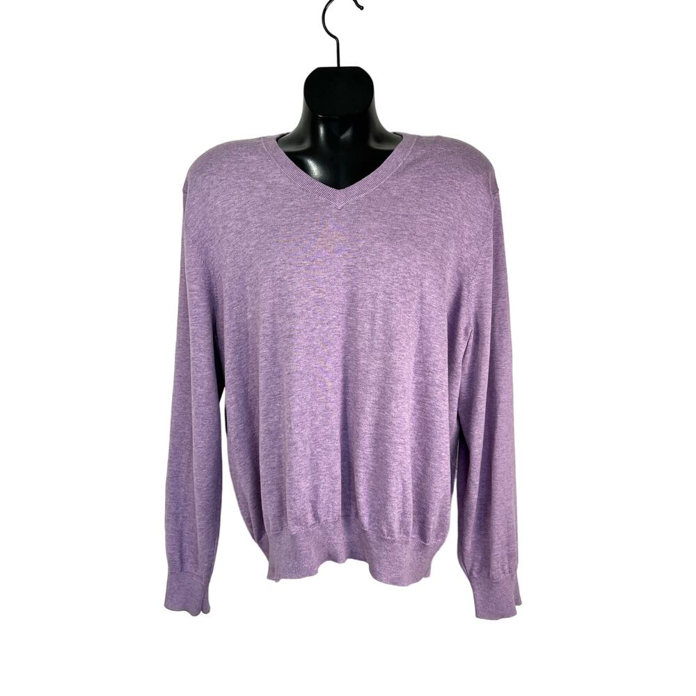 Brooks Brothers Supima Cotton V Neck Knit Pullover Sweater Purple